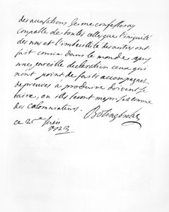 Carta enviada por Lord Bolingbroke al Abad Alari (litografía)