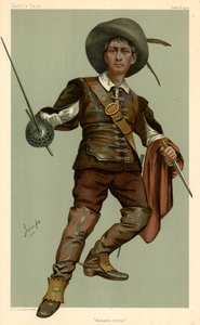 Lewis Waller, Drama Romántico, caricatura de Vanity Fair, 13 de octubre de 1904 de English School