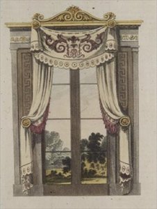 Cortinas de ventana de biblioteca, lámina 70 de Ackermann