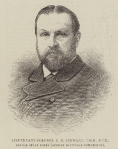 Teniente Coronel C E Stewart, CMG, CIE, Cuerpo de Estado Mayor de Bengala (Comisión de Fronteras de Afganistán) (grabado)
