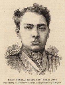 Teniente General Khudg Shun Shere Jung (grabado)