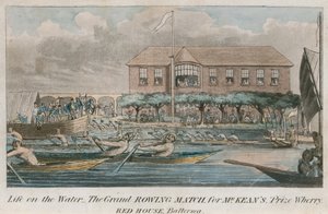 Vida en el agua, la gran regata por el premio wherrry de McKean, Red House, Battersea