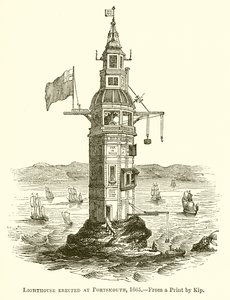 Faro erigido en Portsmouth, 1665 de English School