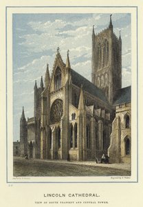 Catedral de Lincoln, vista del transepto sur y torre central de English School