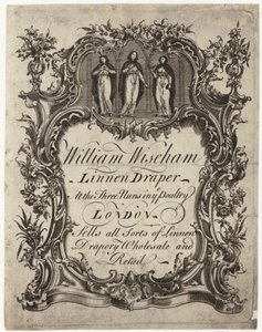Drapero de lino, William Wiseham, tarjeta comercial de English School