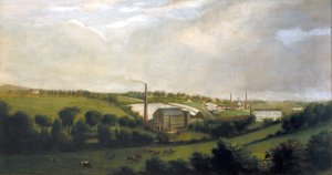 Fábrica de lino en Chapelizod, cerca de Lucan, Dublín, Irlanda, c.1840 de English School