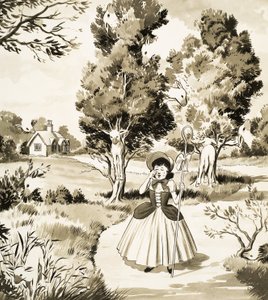 Página de rompecabezas de Little Bo Peep de English School