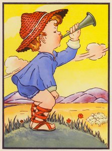 "Little Boy Blue, come blow your horn" (litografía en color) de English School