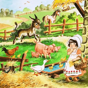 Niña en la granja de English School