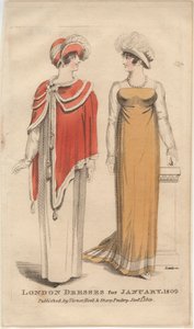 Vestidos de Londres para enero de 1809 de English School