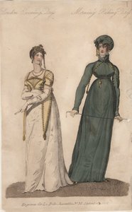 Vestido de noche y vestido de montar de mañana en Londres de English School