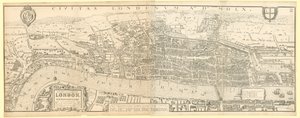 Londres en el Reinado de la Reina Isabel I, un facsímil (reducido) del Mapa de Aggas 1560 de English School