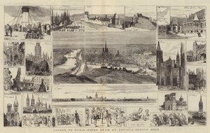 De Londres a París, notas del cuaderno de bocetos de un artista (grabado) de English School