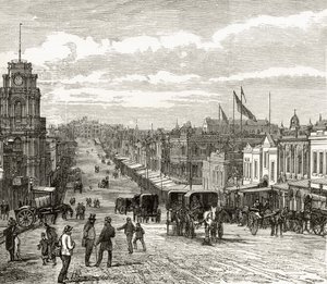 Mirando al este por la calle Bourke, Melbourne, c.1880, de 