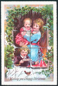 Mirando por la ventana, tarjeta de Navidad de English School