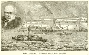 Lord Armstrong y las obras de Elswick desde el Tyne de English School