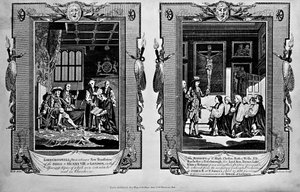 Lord Cromwell presenta la biblia a Enrique VIII y los obispos presentan una petición a Jacobo II en 1688, de 