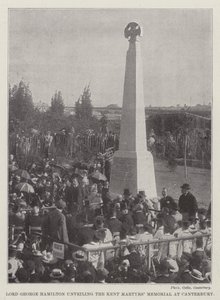 Lord George Hamilton develando el Monumento a los Mártires de Kent en Canterbury de English School