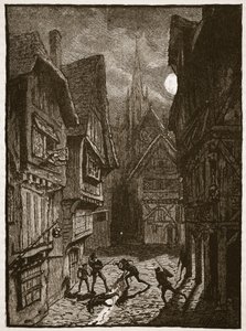 Lord Grey y sus seguidores atacando al conde de Southampton, ilustración de la Historia Ilustrada de Inglaterra de Cassell de English School