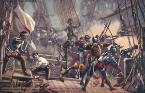 Lord Howard de Effingham en el Ark Royal, enfrentando a Don Alonzo da Leyva, Armada Española