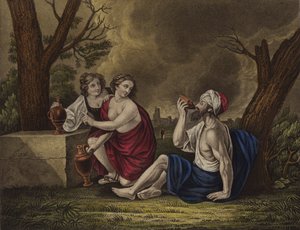 Lot y sus hijas (litografia en color)