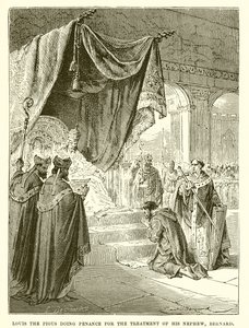 Luis el Piadoso haciendo penitencia por el trato a su sobrino, Bernardo de English School