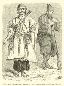 Lour y Baktyaree, tipos de las tribus nómadas de Persia de English School