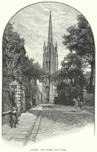 Louth: La torre y el chapitel (grabado) de English School