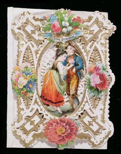 Amor, Inocencia, tarjeta de San Valentín, c.1870 de English School