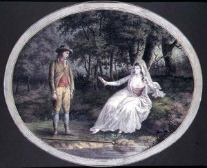 Amantes en un paisaje boscoso