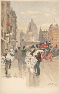 Ludgate Hill, Londres, repartidor de periódicos de English School