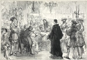 Lutero ante la Dieta de Worms, ilustración de La Historia del Protestantismo por James Aitken Wylie (1808-1890), pub. 1878