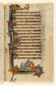 Tocando un órgano, decoración marginal del Salterio de Macclesfield, Uso de Sarum, East Anglia, c.1330 de English School