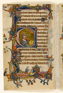 Isaías rezando, inicial historiada del Salterio de Macclesfield, Uso de Sarum, East Anglia, c.1330