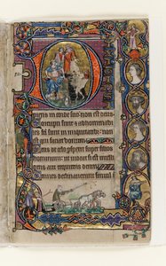 David y el tonto, inicial historiada del Salterio de Macclesfield, Uso de Sarum, East Anglia, c.1330