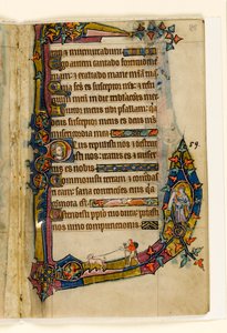 Un penitente con perro, decoración marginal del Salterio de Macclesfield, Uso de Sarum, East Anglia, c.1330 de English School