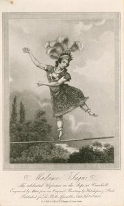 Madame Saqui, la célebre artista de la cuerda en los Jardines de Vauxhall, Londres de English School