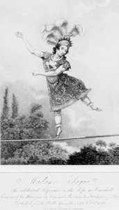 Madame Saqui, la célebre intérprete en la cuerda en Vauxhall Gardens, Londres de English School