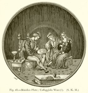 Plato de maiolica; cerámica de Caffaggiolo de English School