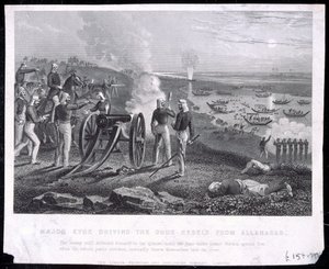 El Mayor Eyre expulsando a los Rebeldes de Oude de Allahabad, publicado por The London Printing and Publishing Company Limited, 1857