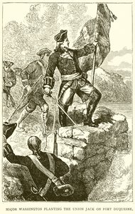 El Mayor Washington Plantando la Union Jack en el Fuerte Duquesne