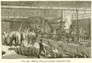 Fabricación de cables para el telégrafo atlántico de English School