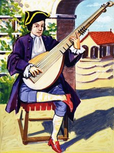 Hombre tocando el archilaúd de English School