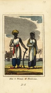 Hombre y mujer de Hindostán o Hindustan de English School