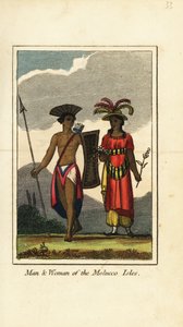 Hombre y mujer de las Islas Molucas de English School