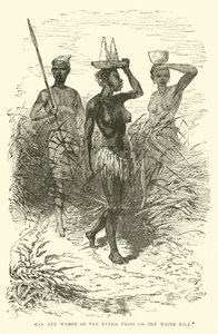 Hombre y mujer de la tribu Nuehr en el Nilo Blanco de English School