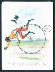 Hombre cayendo de un Penny Farthing