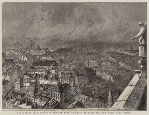 Mánchester ilustrado, vista aérea de la ciudad desde la torre del nuevo ayuntamiento de English School