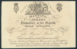 Manning, tarde Carnery, plumassier, tarjeta comercial de English School