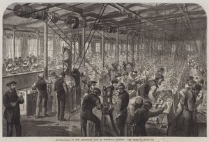 Fabricación del cañón Armstrong en el Arsenal de Woolwich, la colmena de English School
